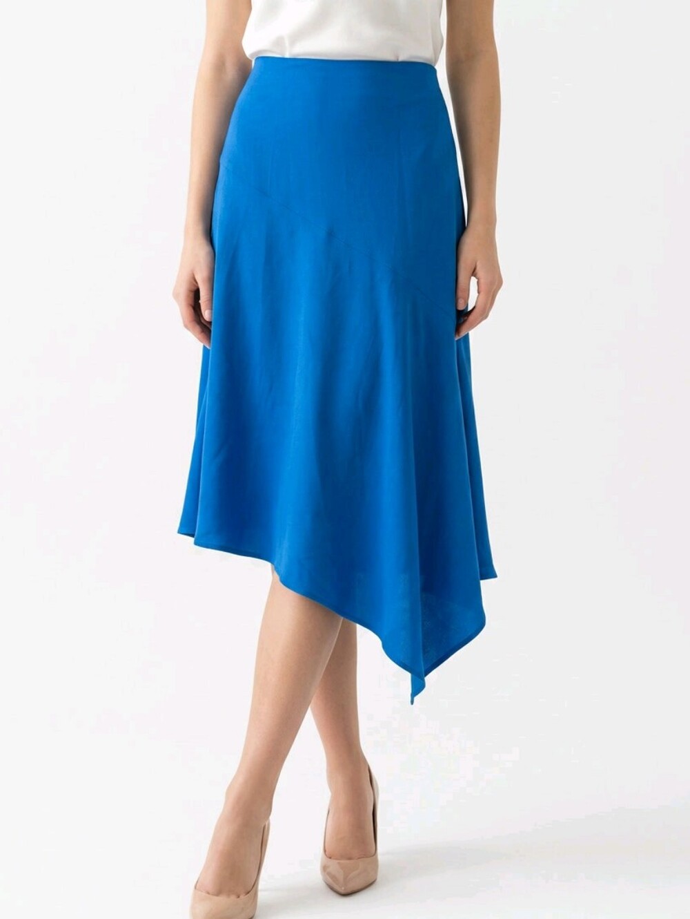 Hugo Boss Blue Asymmetrical Midi Skirt
